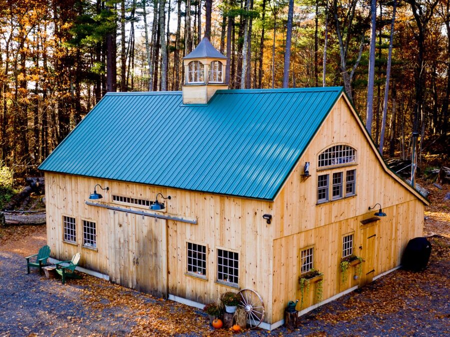 12' x 36' Enclosed Lean-to Attached to 22' x 36' Barn Fall 1 1/2 Story Barn with a Lean-to