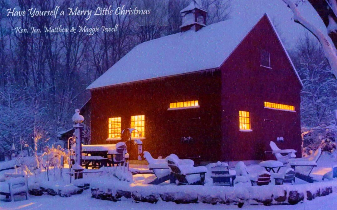 Red barn in winter scene