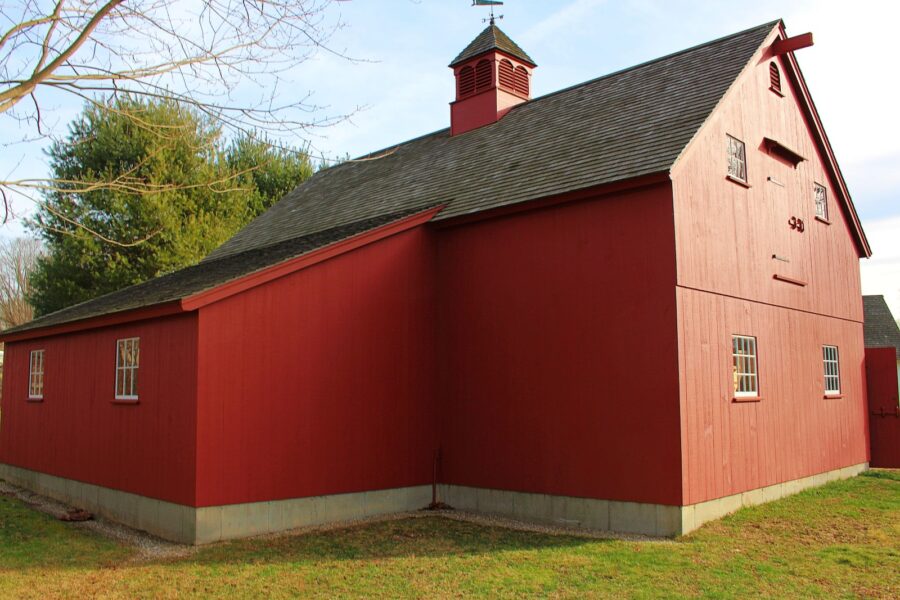 Large Red Barn with Attached Lean-to